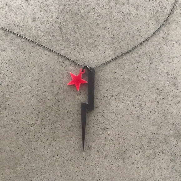 Pink star and black lightning bolt necklace - Picture 2 of 3